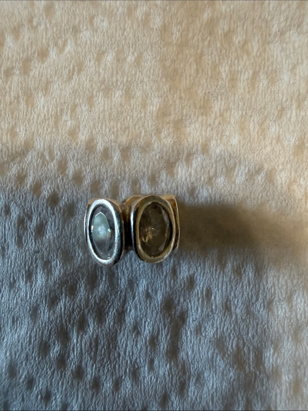 Silver Oval clear Gemstone charm